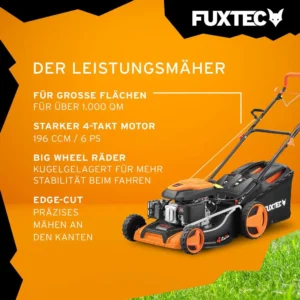FUXTEC FX-RM5196 – 4in1 Benzin-Rasenmäher mit Antrieb, 196 ccm, 6 PS