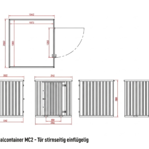 container MC2, verzinkt, H 2090 x B 2142 x T 2022 mm, Tür stirnseitig einflügelig