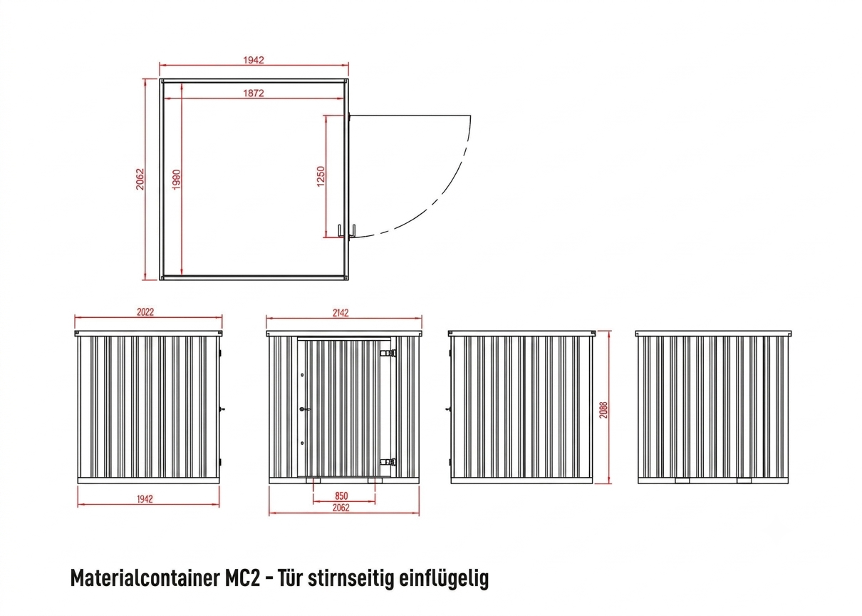 container MC2, verzinkt, H 2090 x B 2142 x T 2022 mm, Tür stirnseitig einflügelig - Image 10