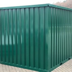 Container MC3, lackiert RAL 6005 Moosgrün, H 2090 x B 2142 x T 2950 mm, Tür stirnseitig einflügelig