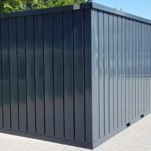 Materialcontainer MC4, lackiert RAL 7016 Anthrazitgrau, H 2090 x B 2142 x T 3882 mm, Tür stirnseitig zweiflügelig