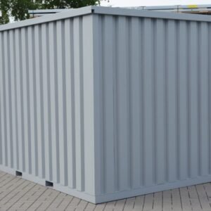 Materialcontainer MC4 lackiert RAL 7040 Fenstergrau H 2090 x B 2142 x T 3882 mm Tür stirnseitig einflügelig