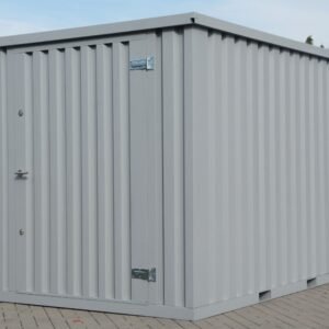 Materialcontainer MC4 lackiert RAL 7040 Fenstergrau H 2090 x B 2142 x T 3882 mm Tür stirnseitig einflügelig