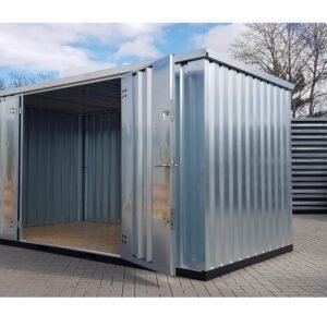 Materialcontainer MC4, verzinkt, H 2090 x B 2142 x T 3882 mm, Tür längsseitig zweiflügelig