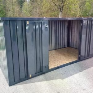 Materialcontainer MC6, lackiert RAL 7016 Anthrazitgrau, H 2090 x B 2142 x T 5882 mm, Tür längsseitig zweiflügelig