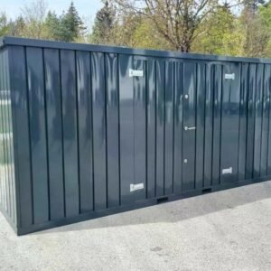 Materialcontainer MC6, lackiert RAL 7016 Anthrazitgrau, H 2090 x B 2142 x T 5882 mm, Tür längsseitig zweiflügelig