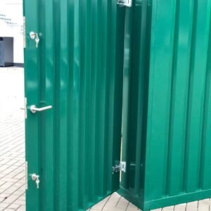Container MC3, lackiert RAL 6005 Moosgrün, H 2090 x B 2142 x T 2950 mm, Tür stirnseitig einflügelig